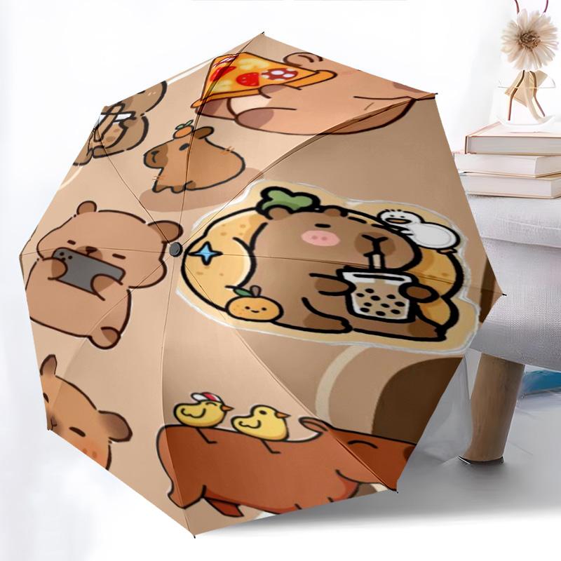 Rainbow Bear Sips Pink Drink Folding umbrella Portable travel Umbrella travel Three folds