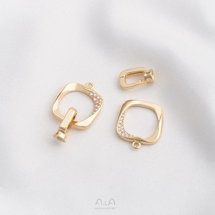 

Геометрический квадратный коннектор из золота 14 карат с цирконами и жемчугом для браслетов и ожерелий ручной работы