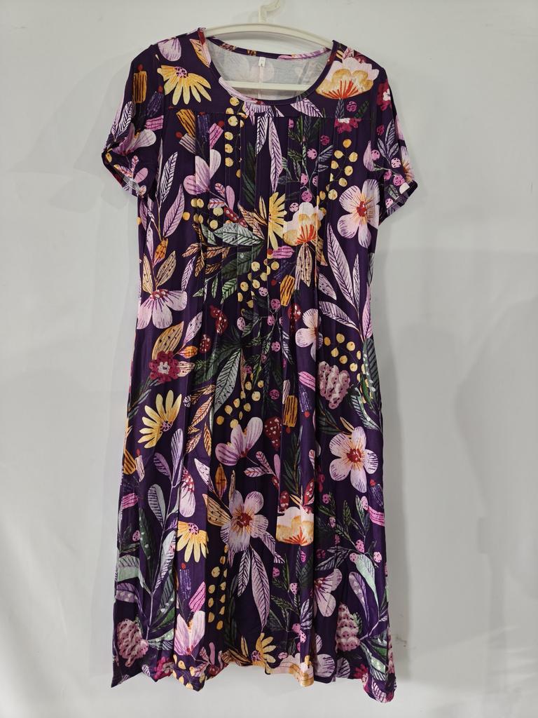 Frauen Lose Sommer Floral Vintage Sexy Rüschen Tasche Kleid