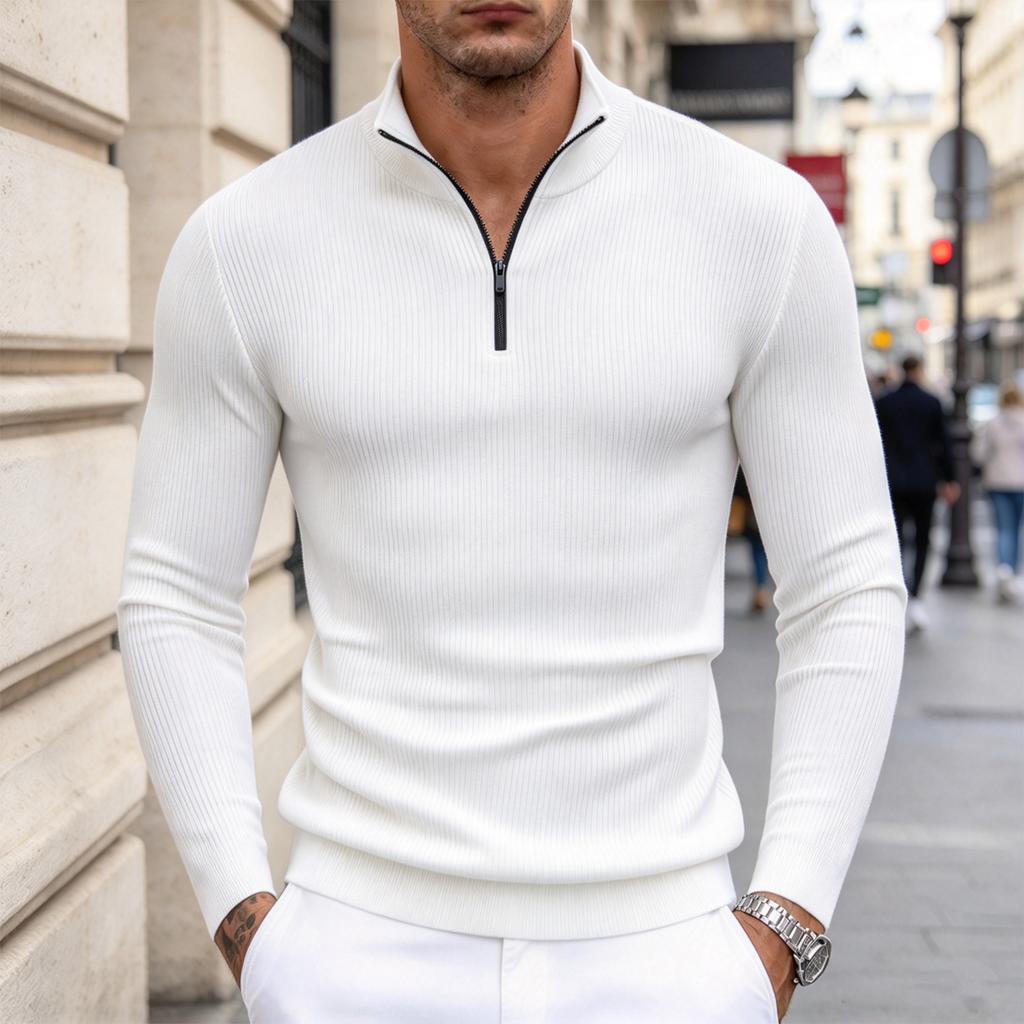 Men's Zip-Up High Neck Shirt, New Fall Winter European and Casual Shirt