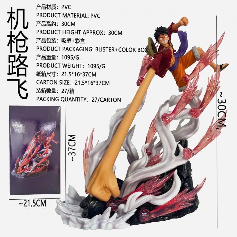 ONE PIECE Machine Gun Luffy Figure, Long Hand Rubber Fruit Battle Scene Anime One Piece Around Two Dimensions