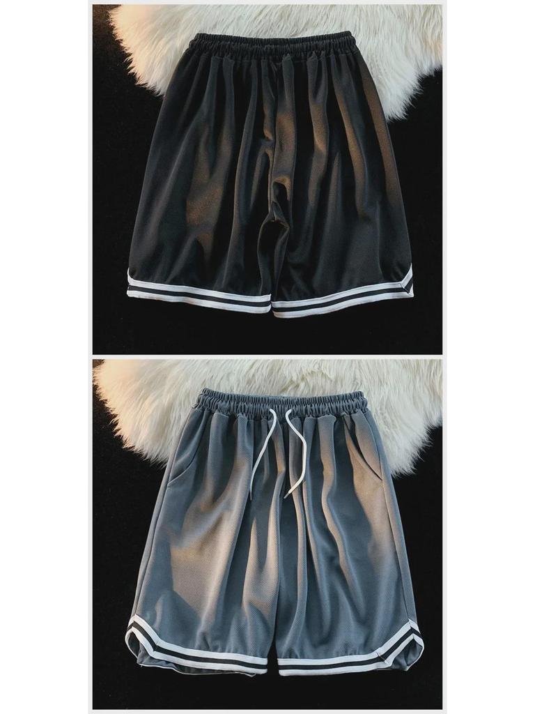 Men's Korean Harajuku Style Casual Loose Beach Shorts - Trendy Split Wide-Leg Mid-Length Pants