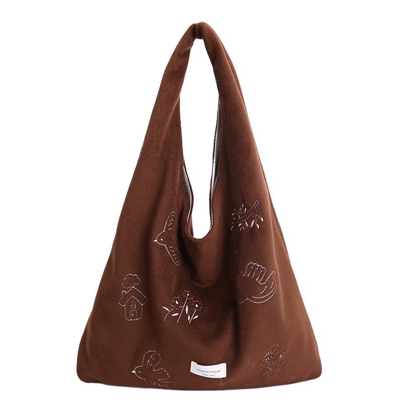 

Модна, мила та елегантна одноплечова сумка з вишивкою під пахвами кавовий