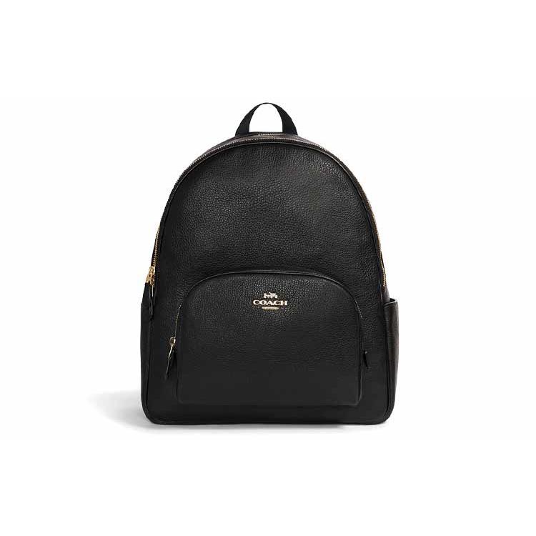 New COACH Court Leather Patchwork With PVC Backpack Tubas Men's Black 5669-IMBLK