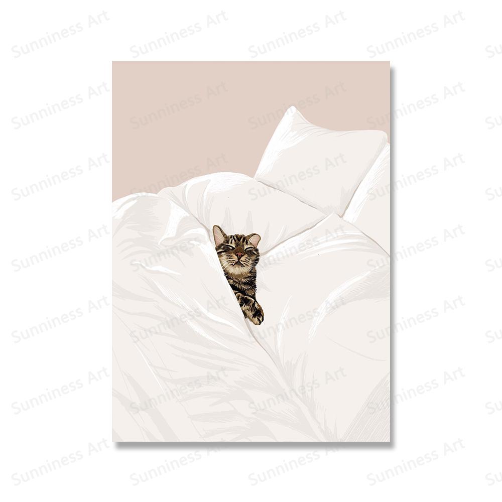 

Забавный кот, зеленые растения, бохо, настенная живопись на холсте, плакаты на скандинавскую тему и принты, современные настенные панно для гостиной, домашний декор 30x40cm No Framed бордовый