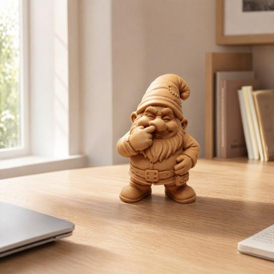 3D Printed Gnome Figurine, Nose Picking Cartoon Gnome Statue, DIY Coloring Painting Dwarf Sculpture for Home Office Desk Decor