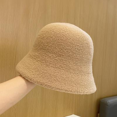 Bucket Hat Women's Autumn and Winter Black Simple Versatile Thermal Basin Hat Outdoor Travel Small Face Hat Plush Bucket Hat