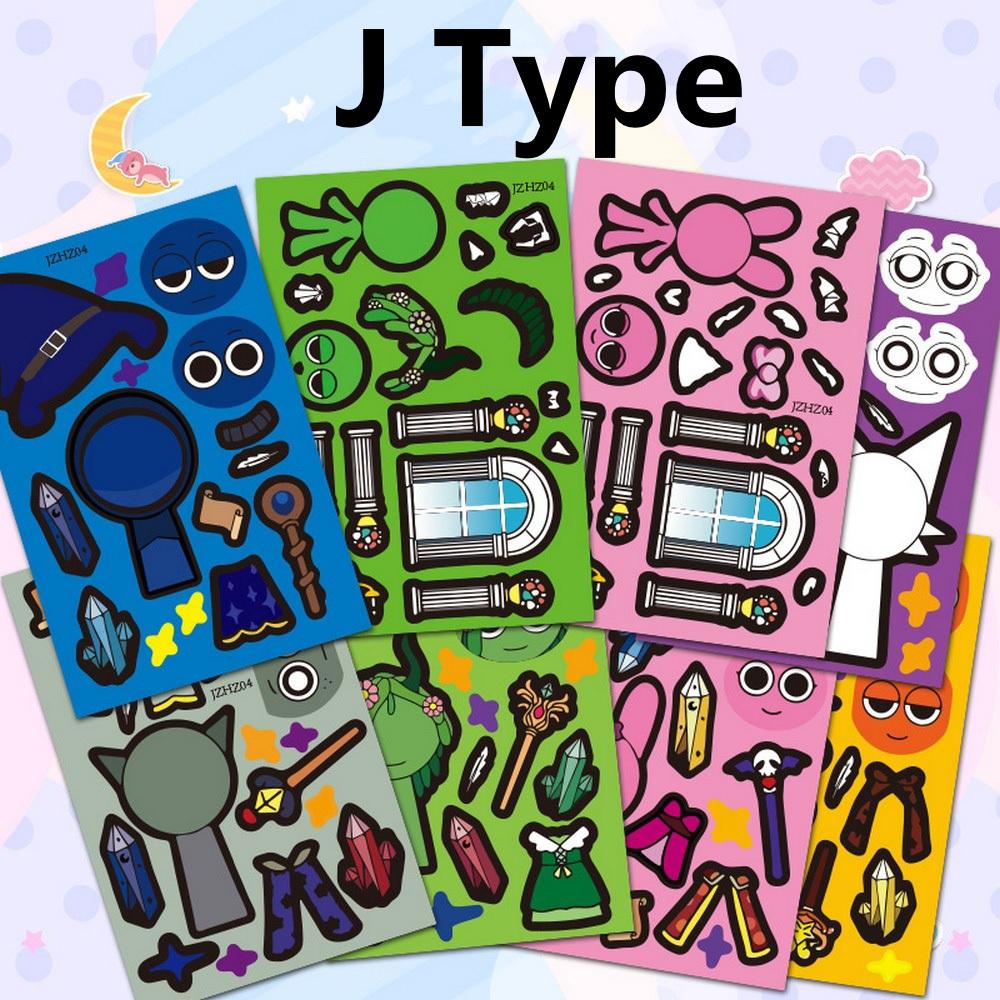 8Pcs Cartoon Sprunkie Stickers Make Your Own Sprunkie Sticker Make A Face Stickers For Kids Diy Stickers Party Supplies Crafts