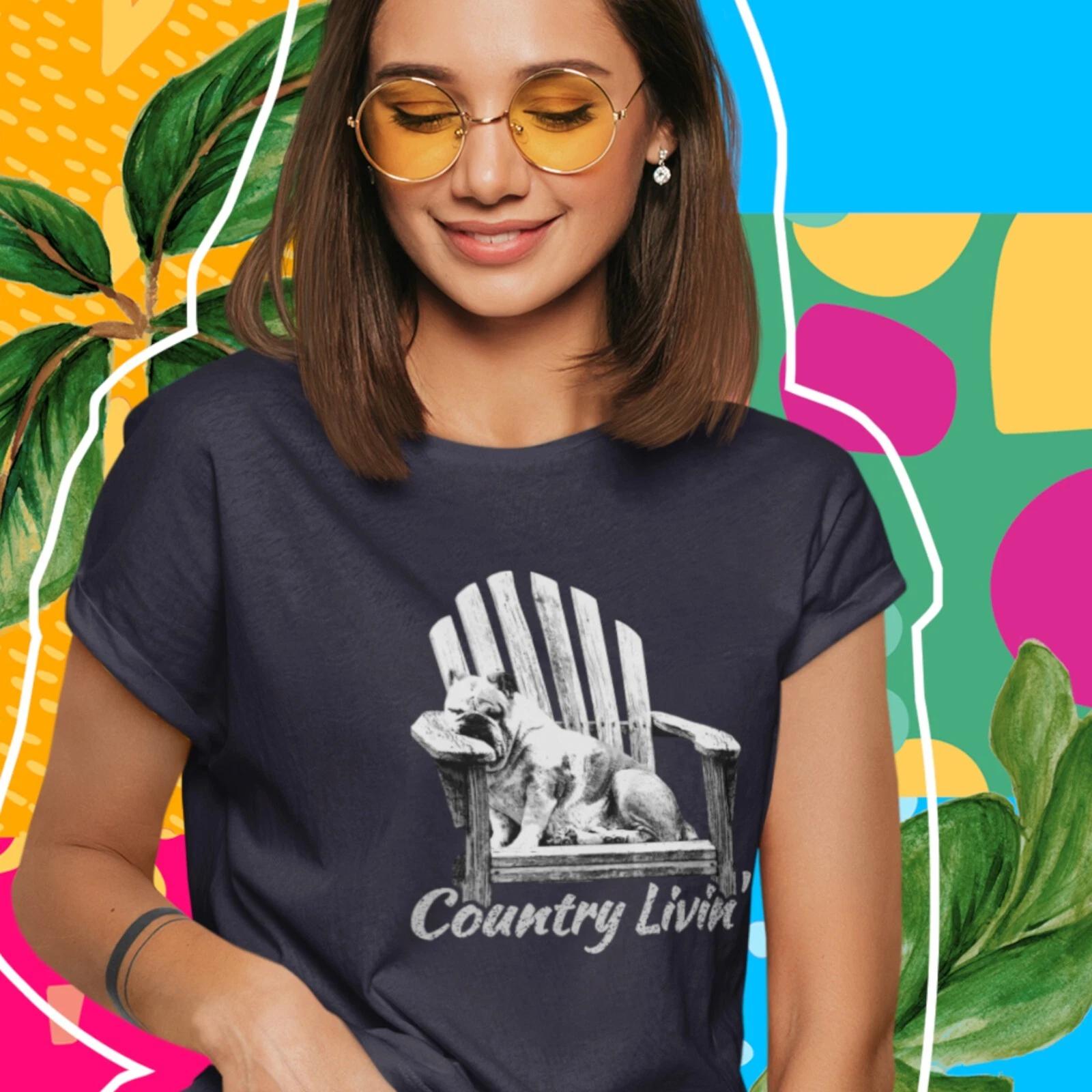 

Country Livin Dark Women s Relaxed T-Shirt, Sleeping Dog in Adirondack Chair 3XL