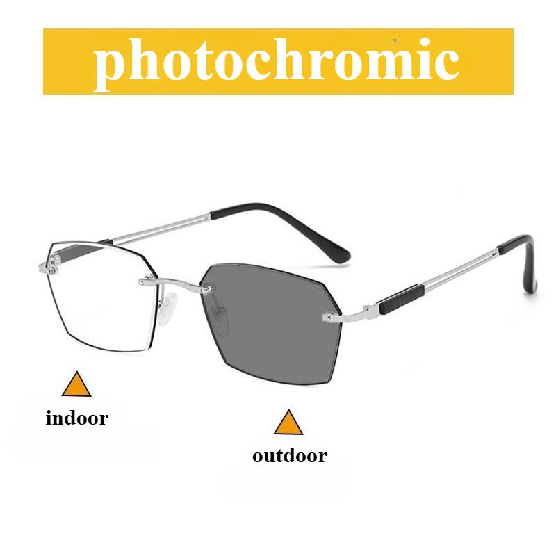 

Photochromic / Anti Blue Light Reading Glasses Fashion Frameless Ultra Light for The Elderly in Reading Glasses with Cut Edges 4