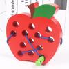 Wooden Caterpillar Apple Lacing Toy: Early Education Game for Children