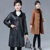 Winter Coat Plus Velvet Thickened Autumn and Winter Leather Women's Western Style Age-reducing Fashion Fur One-piece Women's Mid-length Coat
