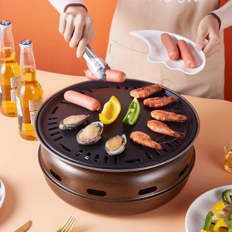 Portable Smokeless Korean BBQ & Tea Boiling Charcoal Grill for Home and Outdoors