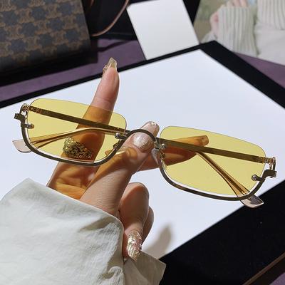 Trendy Men'S And Women'S Sunscreen Sunglasses Personalized Sunglasses Fashionable Lower Half Frame Square Sunglasses