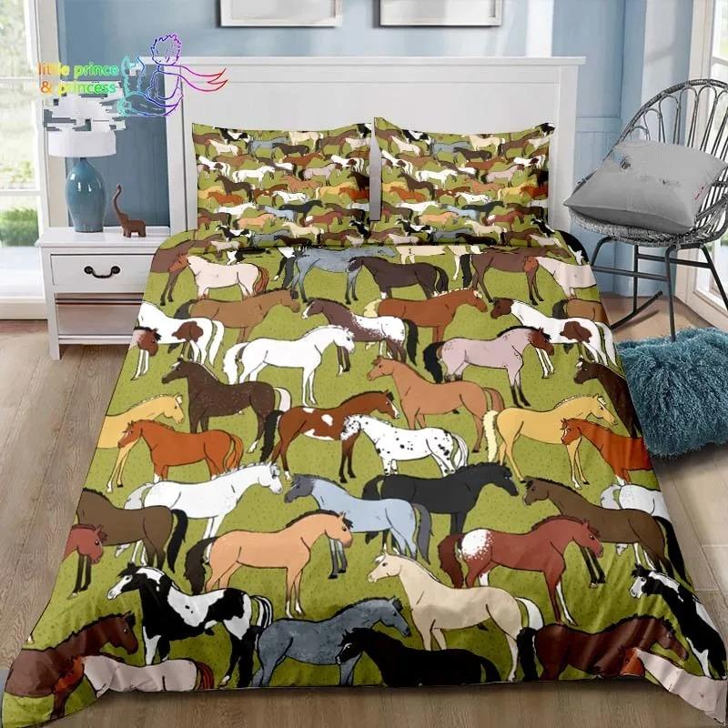 Cowboy Horse Pattern Comfortable Duvet Quilt Cover Pillowcase Bedding Set Children Bedroom Decoration Home Textile