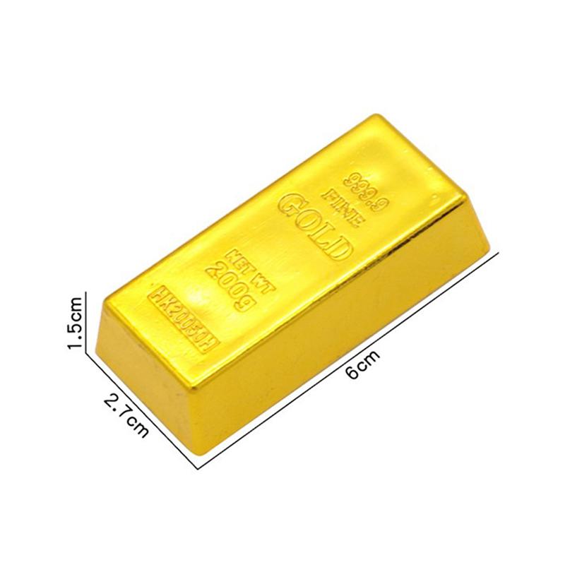Plastic Fake Gold Bullion Simulated Golden Brick Fake Glittering Gold Bar Paperweight Door Stop Movie Prop Novelty Gift
