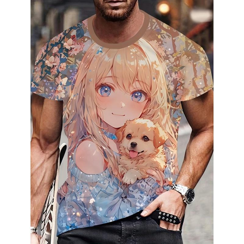 

3D-печатная ретро-футболка Pretty Girl для мужчин, красочные крутые графические футболки, модные повседневные женские свободные топы с круглым вырезом, футболки 160 13T14T