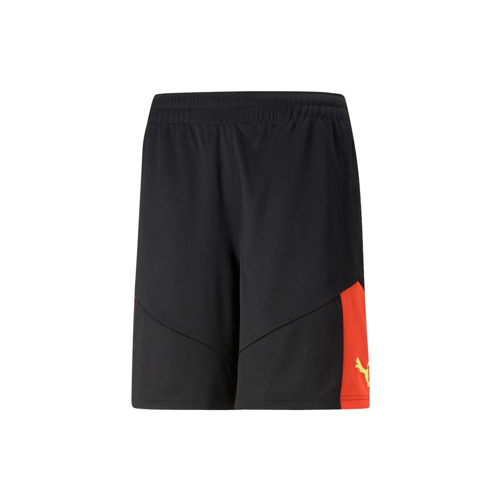 Puma Logo Print Elastic Waist Slim Fit Straight Leg Sports Shorts Men Bottoms Black 658042-48
