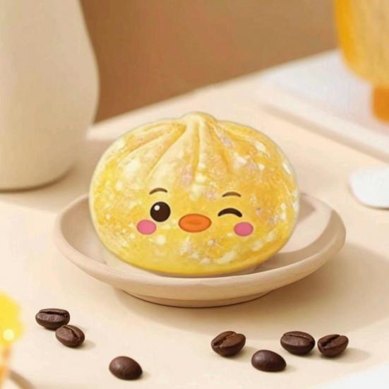 Cartoon Dumpling Squeeze Toy with Steamer, Anxiety Relief Dough Stress Ball Fidget Toy, Stretchy Steamed Bun Sensory Toy for Kids