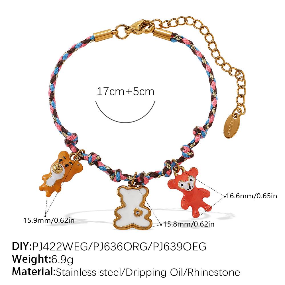 Fashion Creative Simple Color Rope DIY Pendant Bracelet Stainless Steel Gold-plated Love Pendant Necklace Jewelry Women
