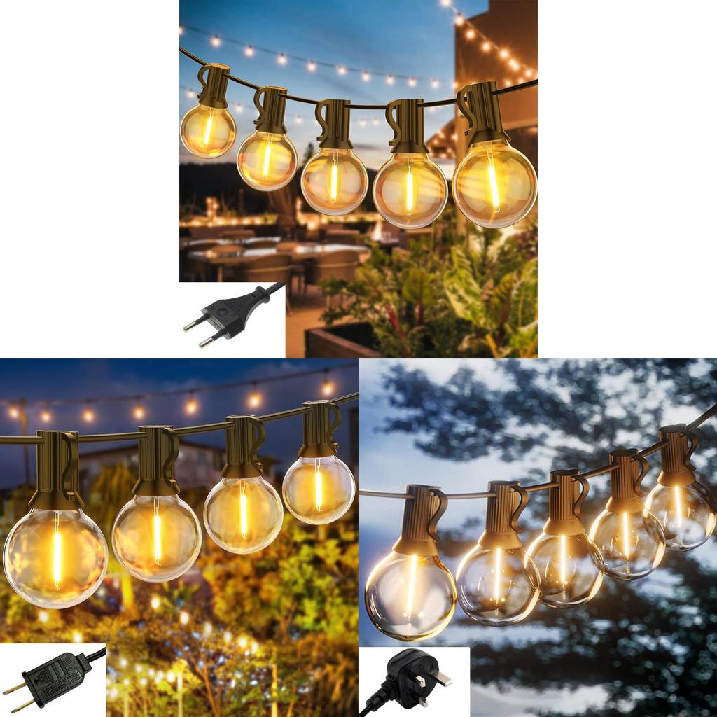Warm White Led String Lights G40 Outdoor Camping Waterproof Eu Us Plug