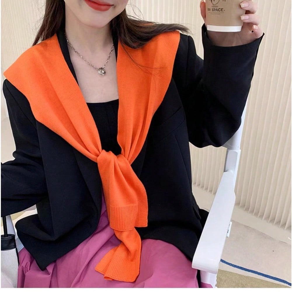Air Conditioning Shawl Women's Simple Korean Version Decorative Knitted Four-season Vest Neck Protector