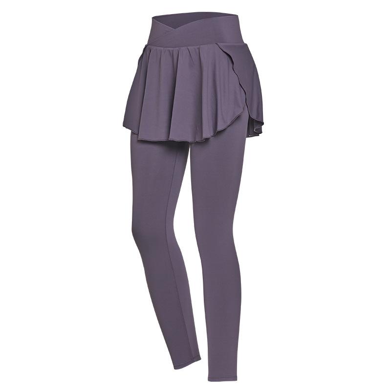 

Женские леггинсы для йоги с высокой талией и юбкой - Ощущение обнаженности, Удобные для бега и тренировок M серый/фиолетовый