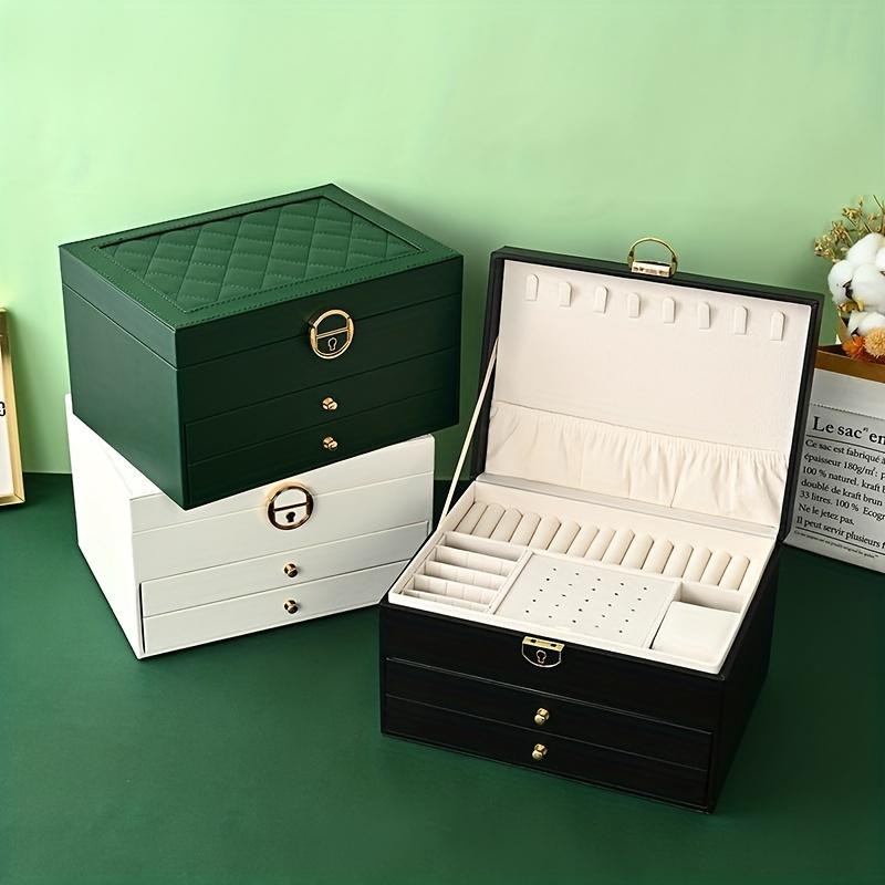 3-layer Drawer Type Jewelry Storage Box, Desktop Lockable Finishing Storage Container For Jewelry Earrings Rings Necklaces Bracelets Pendants