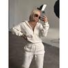 European and American Leisure Loose Half Zipper Hoodie Trousers Set Half Zipper Top and Pants Set
