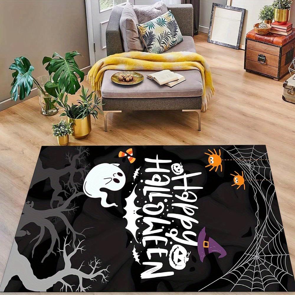

Halloween Pumpkin Area Rug Happy Halloween Lettering & Jack-o-Lantern Pattern Ccarpet Home Decor Carpet Kitchen Bathroom 40 x60