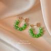 Douyin Recommends the Same Style~ Retro Green Opal Design Sense High Quality Earrings