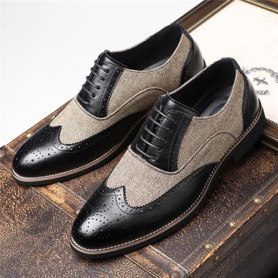 Retro Designer Neue Herren Spitze Gemischte Farben Patchwork Schnürung Lässig Brogues Oxford Schuhe Hochzeitskleid Homecoming Schuhe