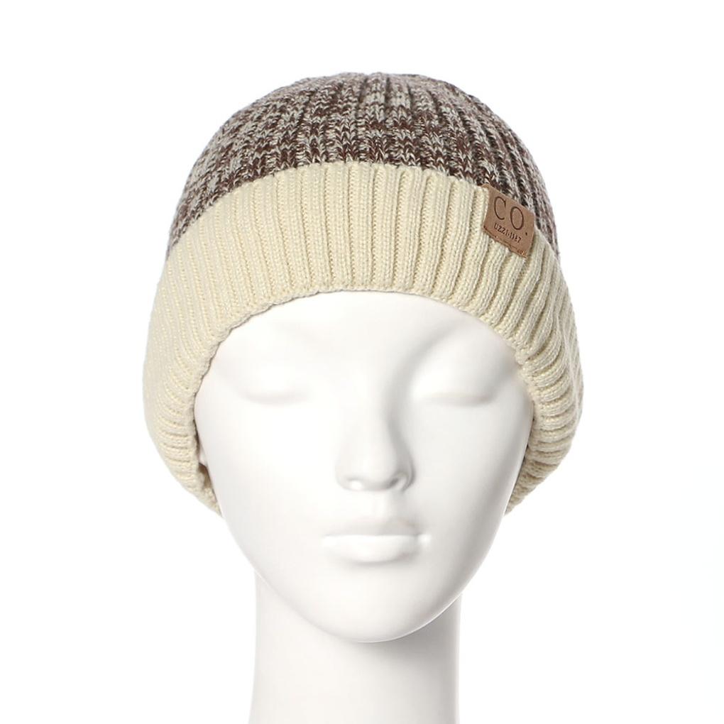 Winter Warmth, Cozy Bocashi Knit Beanie Fur Short Hat
