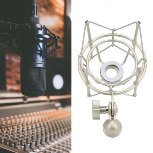 Metal Microphone Shock Mount Clip, Anti-Vibration Spider Microphone Shock Mount with Adjustable Locking Knob, for Music Studio, Gaming, Live Recording
