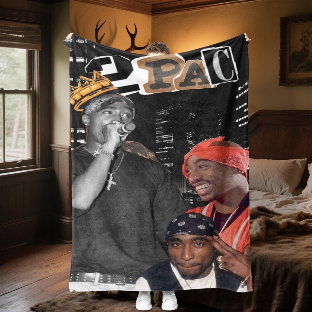Tupac's  Plush Blanket Soft Comfortable All Seasons Perfect Gift Couch Office Nap Outdoor Travel Blanket