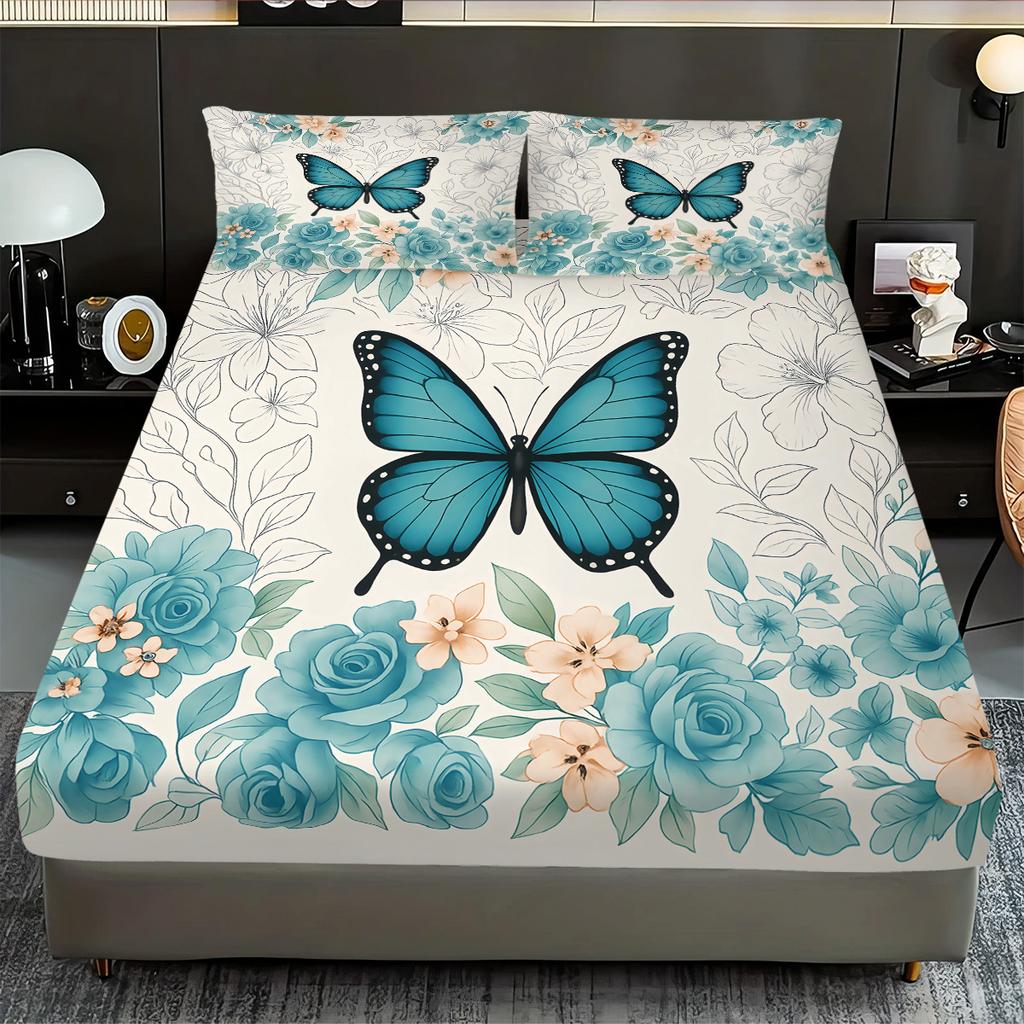 3Pcs Dreamy Beautiful Butterfly Printed Coreless Bed Sheet Set In Multiple Size Comfortable Bed Cover Bedroom Bedding Decoration