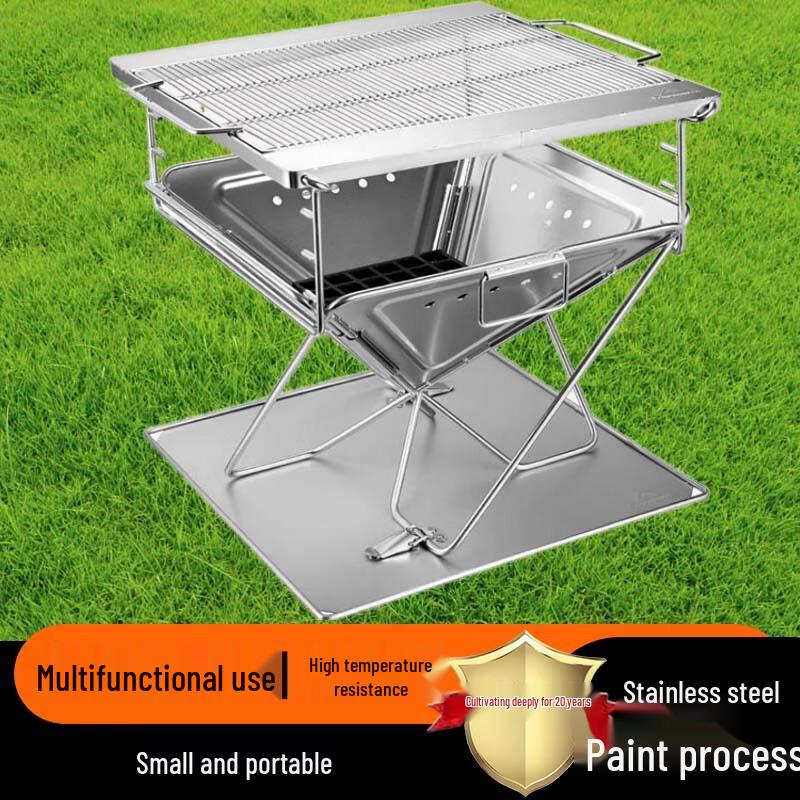 Portable Folding Outdoor BBQ Grill & Fire Pit