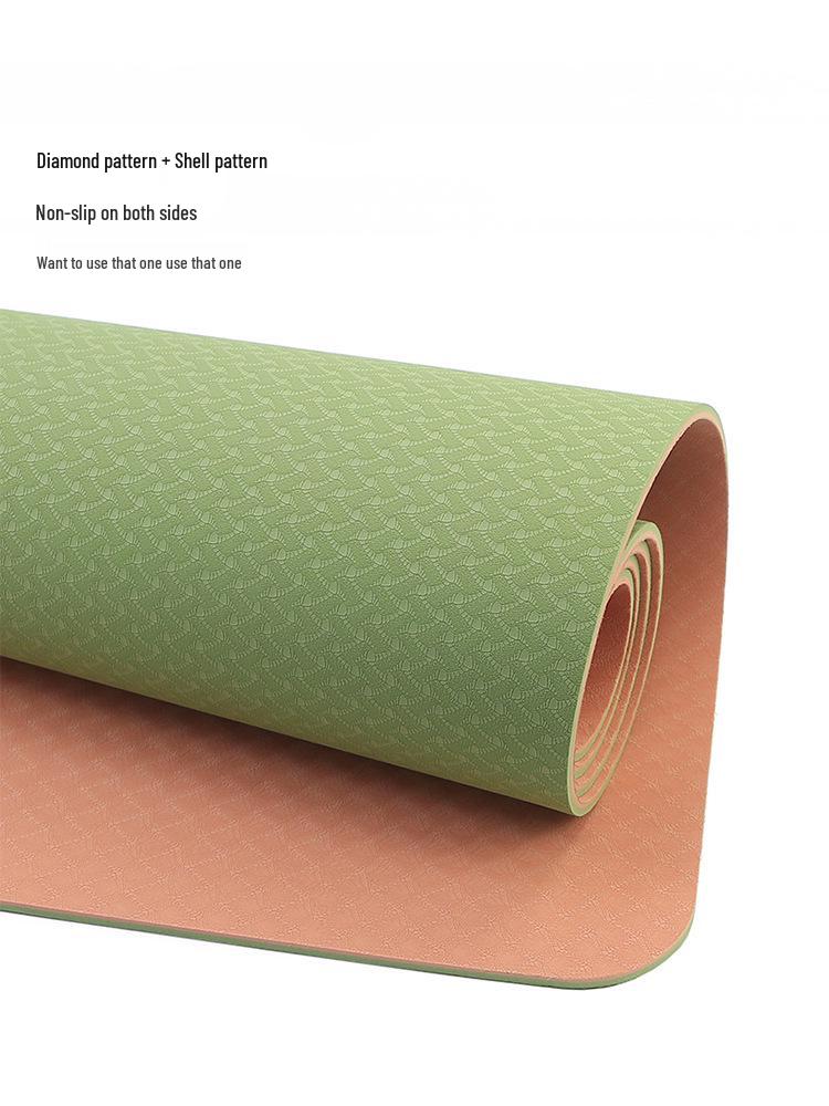 Shi Yan Extra-Wide TPE Yoga Mat—Non-Slip, Double-Sided, Wear-Resistant, 80cm Wide, 6mm Thick.
