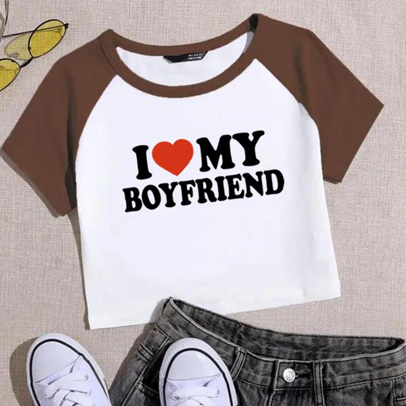 

Женская модная уличная короткая футболка с буквенным принтом XL