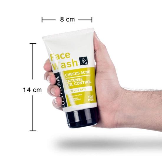 Ustraa Face Wash - Oily Skin - 100g | With Basil & Key Lime - For Acne-Prone Skin | Checks Acne & Blackheads & De-Tan Cream For Men-50g | No Bleach