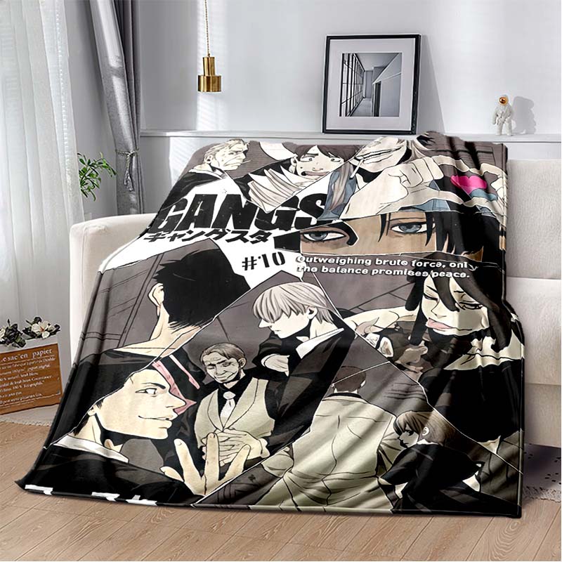 Gangsta Anime Nicolas Brown Print Soft Flannel Throw Blanket Lightweight Warm Sofa Couch Bed Home Decor Cover