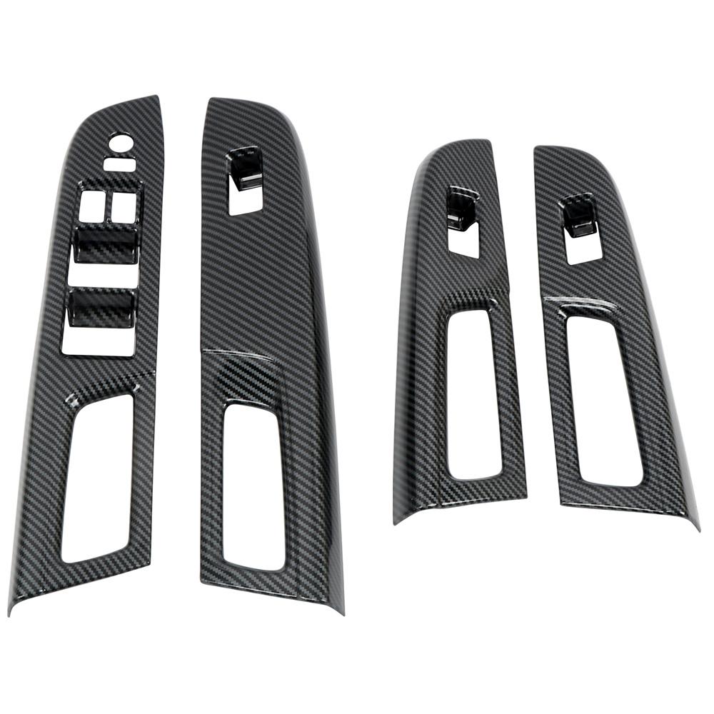 For Subaru WRX STI 2015- RHD Carbon Fiber Window Switch Panel Cover Door Armrest Lift Trim Black Interior Accessories 4Pcs
