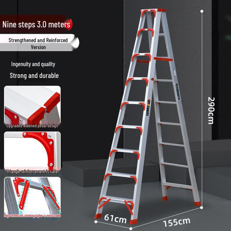 Portable Aluminum Multifunctional Herringbone Ladder - Folding, Non-slip, and Thickened Design for Household and Outdoor Use.