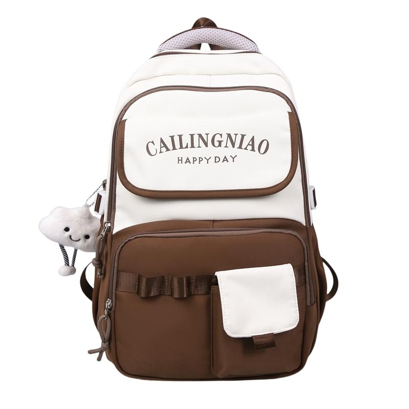 

Рюкзак для школьников средней и старшей школы в стиле колледжа с большой вместимостью кофейный