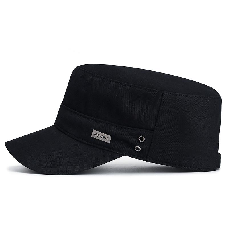 Men's Outdoor Casual Flat-topped Cap with Air Holes Metal Square Label Sunshade Breathability and Adjustable Baseball Cap