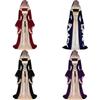 Medieval Vintage Court Dress With Velvet Fabric And Puff Sleeves For Halloween Costume Enthusiasts