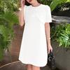 ZANZEA Women Casual Patchwork Round Neck Summer Short Sleeve Dress