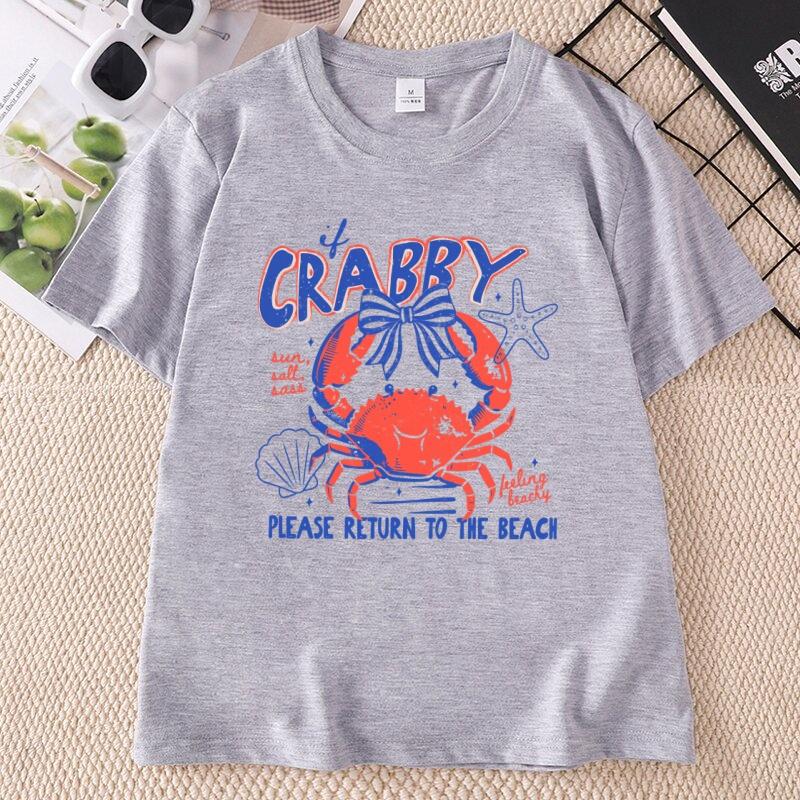 If Crabby Please Return To The Beach TShirt Summer Coastal Funny Beach Tee Unisex Unisex Casual Round Neck Beach Lover Tees