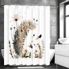 Cute Little Hedgehog Floral Shower Curtain, Bathroom Decorative Shower Curtain, Waterproof Shower Curtain with Hooks