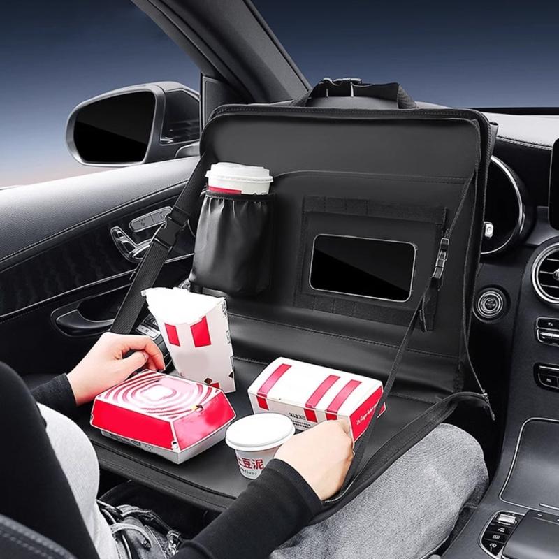 Portable Folding Car Desk with Storage Pockets Vehicle Dining & Office Tray for Eating & Working in SUVs & Large Cars